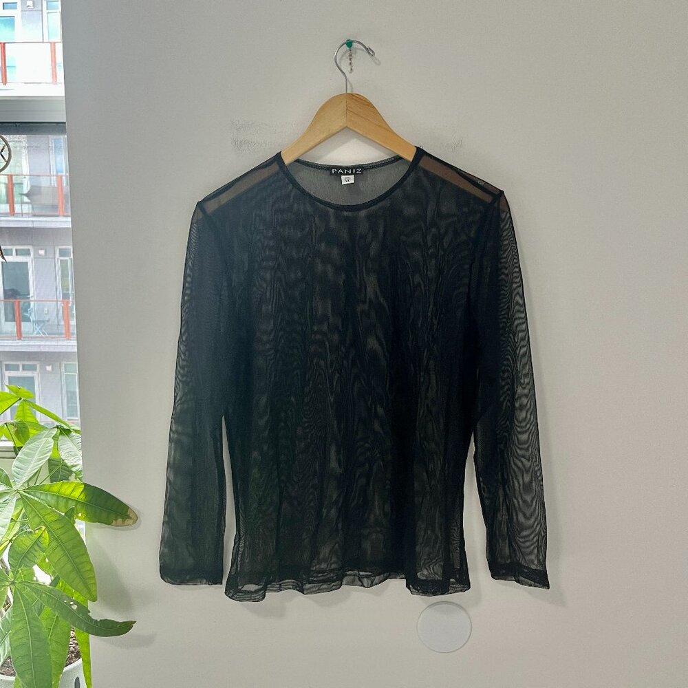 Paniz See Through Mesh Long Sleeve Top Size XL